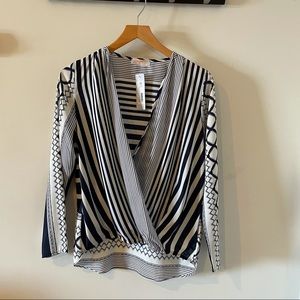 Renee C Cross-Front Blouse Sz S NWT
